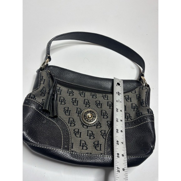 Dooney & Bourke Black Signature Jacquard & Leather Shoulder Bag Pink Lining Y2K - Picture 3 of 8